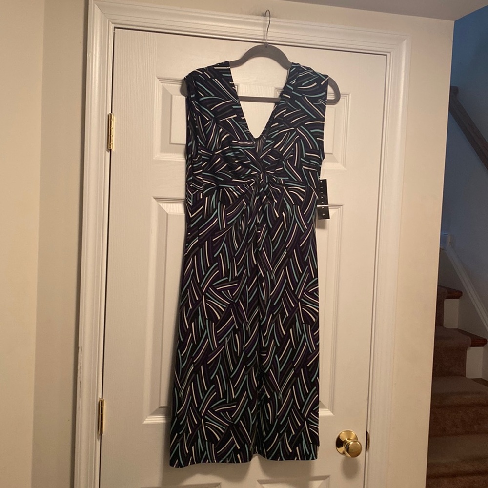 Tiana B Pattered Black/Purple Dress…size XL